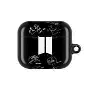 Black K-Pop Band Logo and Signatures AirPods Case 3