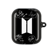 Black K-Pop Band Logo and Signatures AirPods Case 2