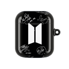 Black K-Pop Band Logo and Signatures AirPods Case