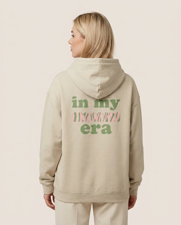 In My Mum Era Hoodie — Sand Back, worn