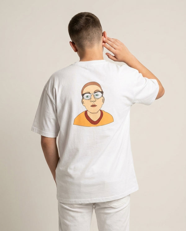 Know-It-All - Polar Christmas T-Shirt — White Back, worn