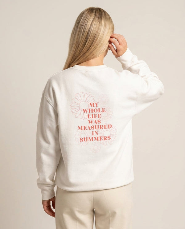 Dasies Quote Sweatshirt — White Back, worn