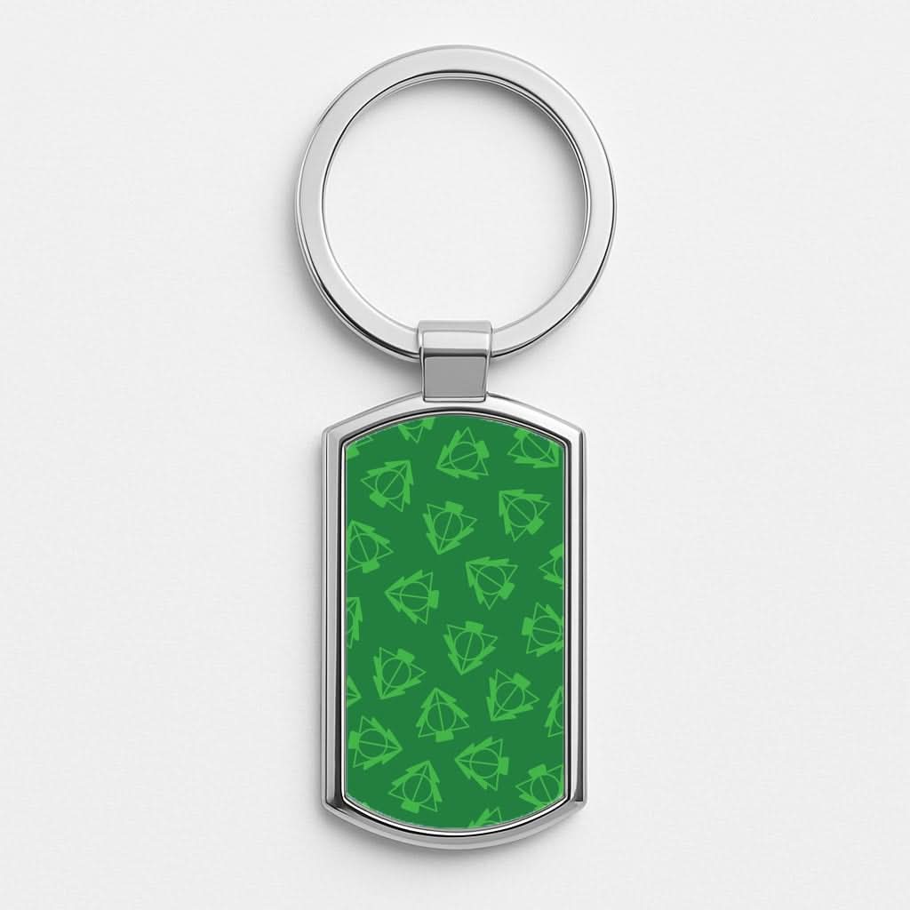 Christmas Tree Wizard Icon Pattern Silver Metal Keyring