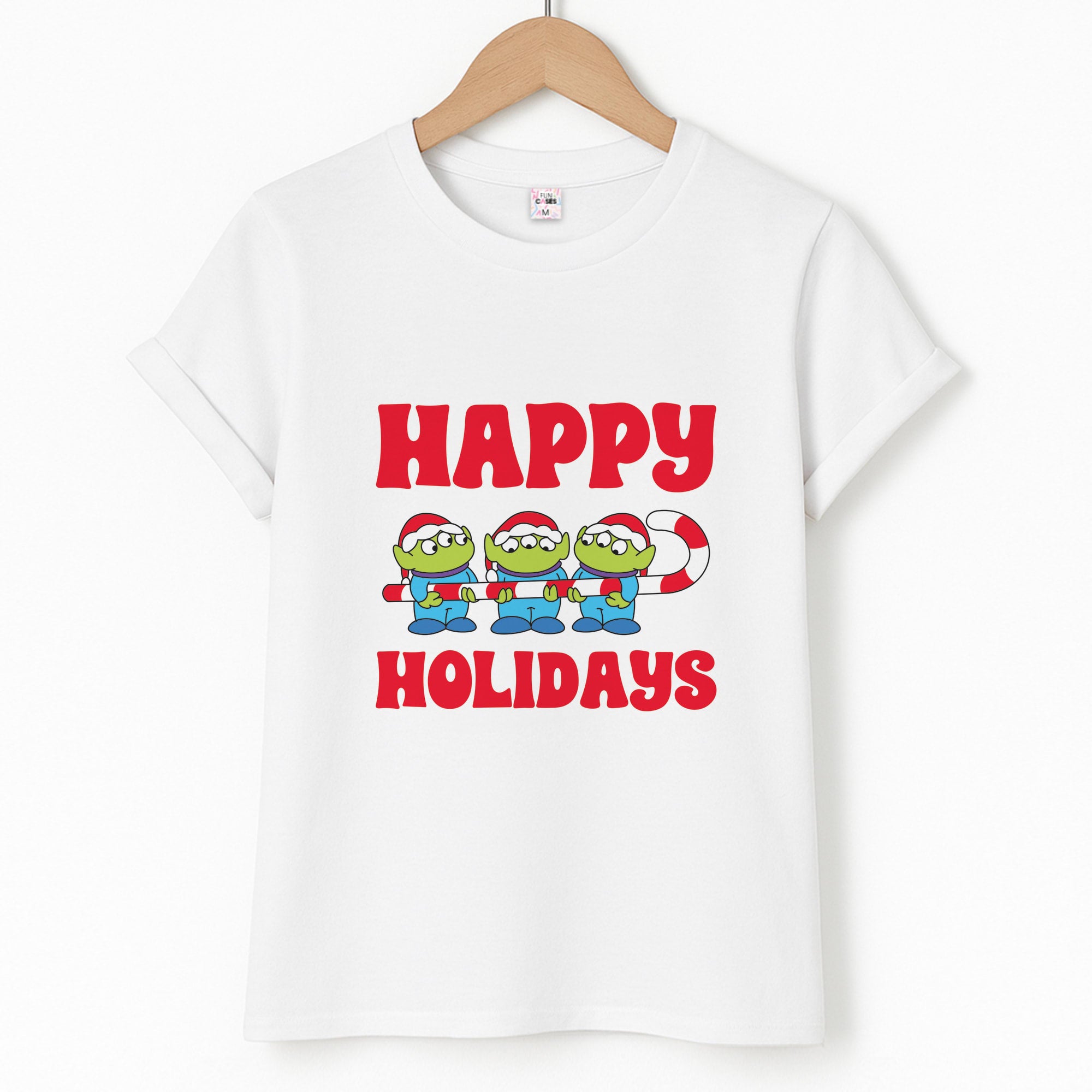 Happy Holidays Cute Green Aliens T-Shirt