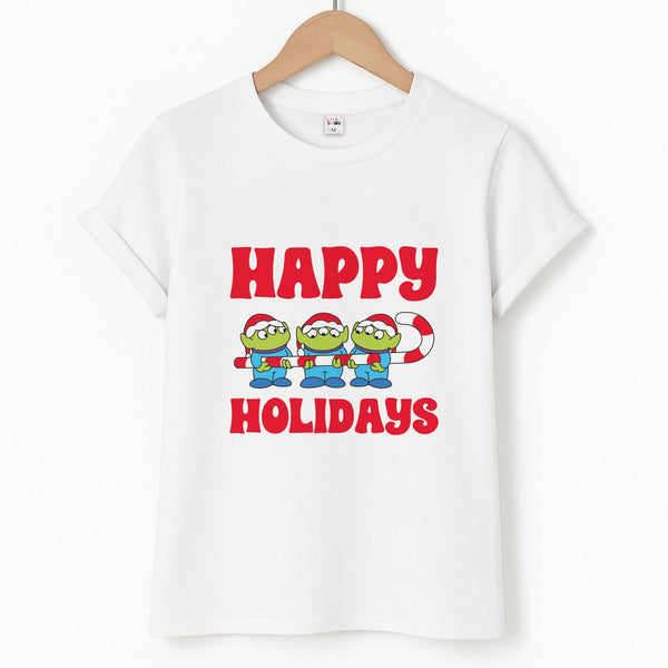 Happy Holidays Cute Green Aliens Unisex T-Shirt