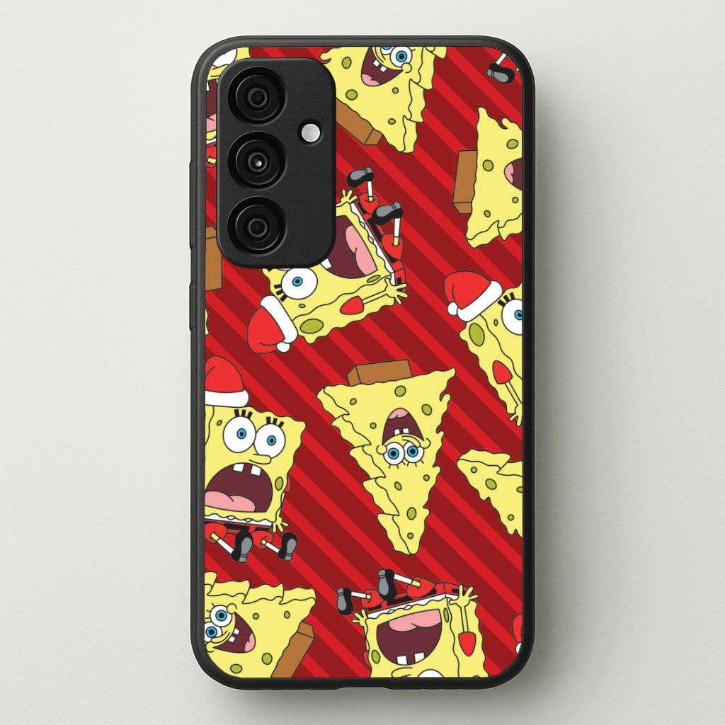 Christmas Cartoon Sponge Stripes Pattern Galaxy A55 Case