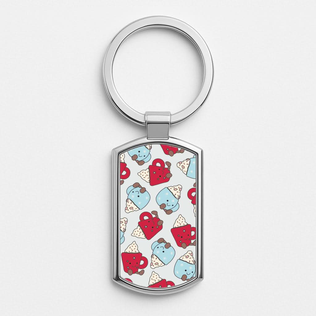Christmas Drinks Plushies Pattern Luxury Keyring