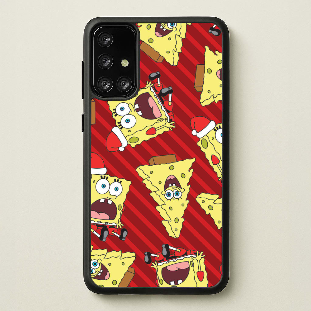 Christmas Cartoon Sponge Stripes Pattern Galaxy A71 Case