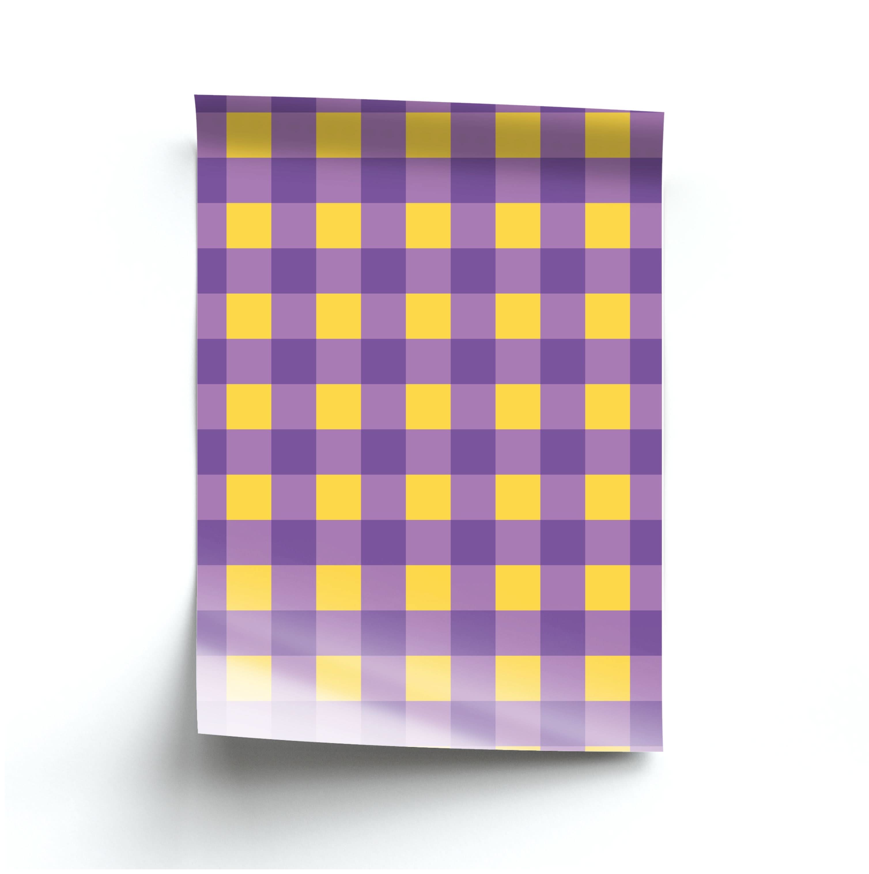 Purple And Yellow Checkered Pattern Poster