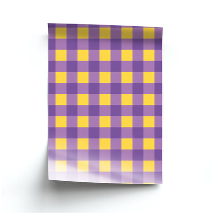 Purple And Yellow Checkered Pattern Poster