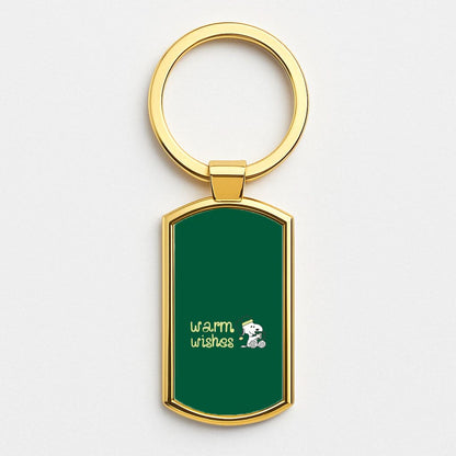 Cartoon Beagle Warm Wishes Gold Keyring