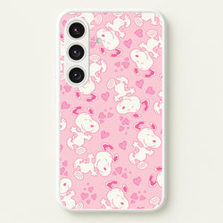 Cartoon Beagle Valentine Hearts Pattern Galaxy S24FE Case