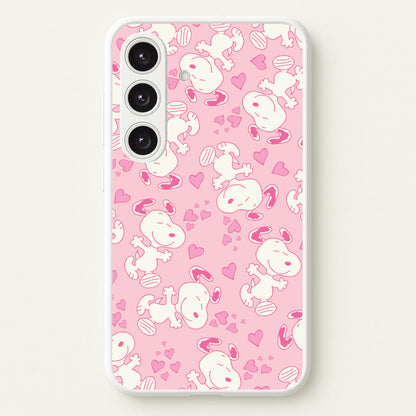 Cartoon Beagle Valentine Hearts Pattern Galaxy S24 Case