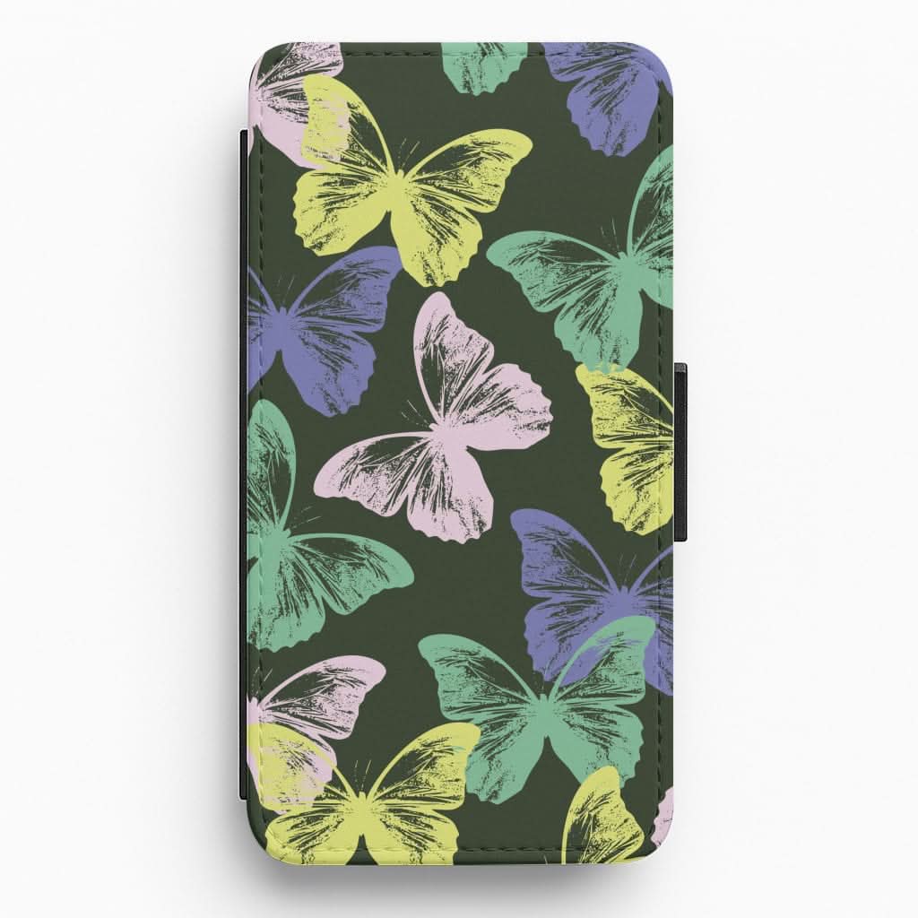 Colourful Butterfly Stamps Pattern Flip / Wallet Phone Case