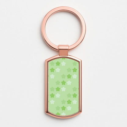 Green Slowflakes Christmas Pattern Rose Gold Keyring