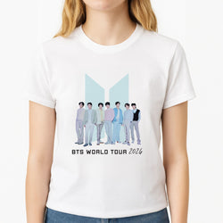 K-Pop Band Tour Pastel Blue Womens T-Shirt