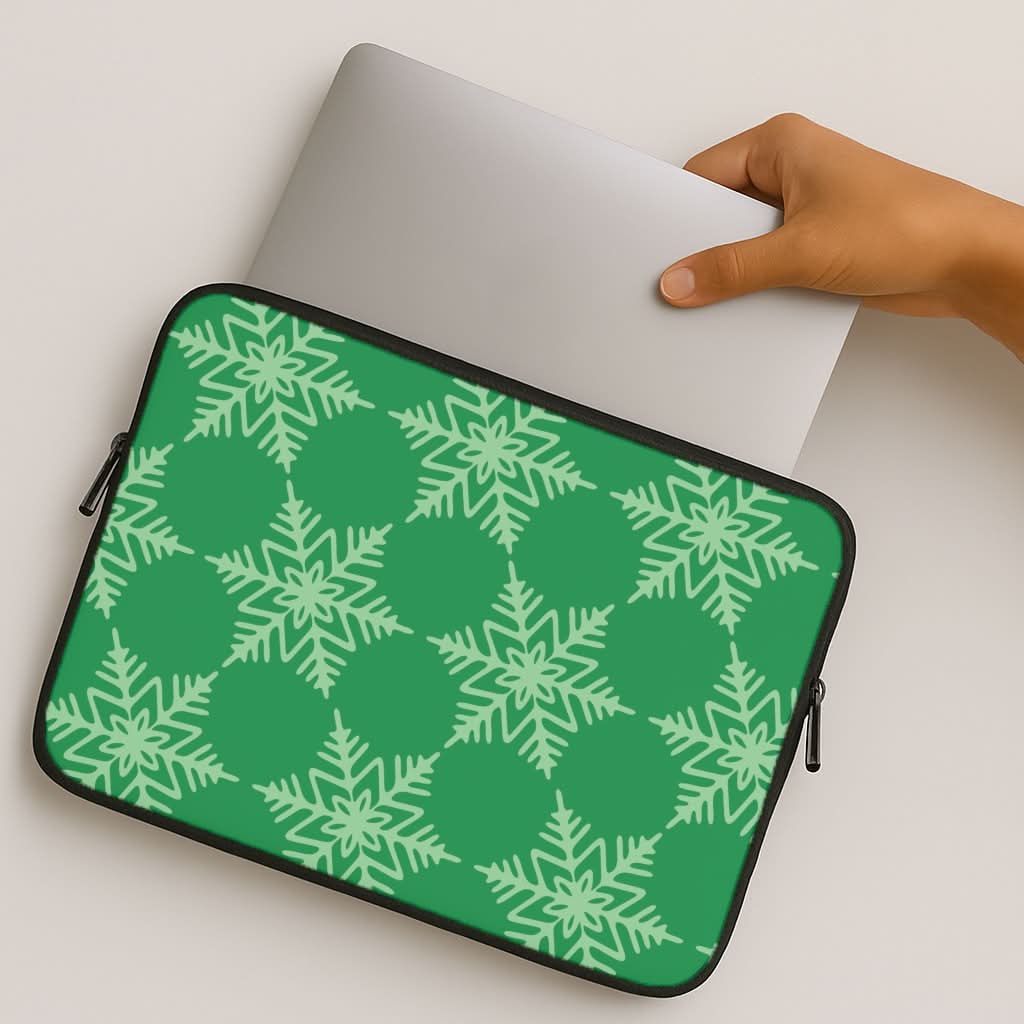 Green Giant Snowflakes Christmas Pattern MacBook Cover