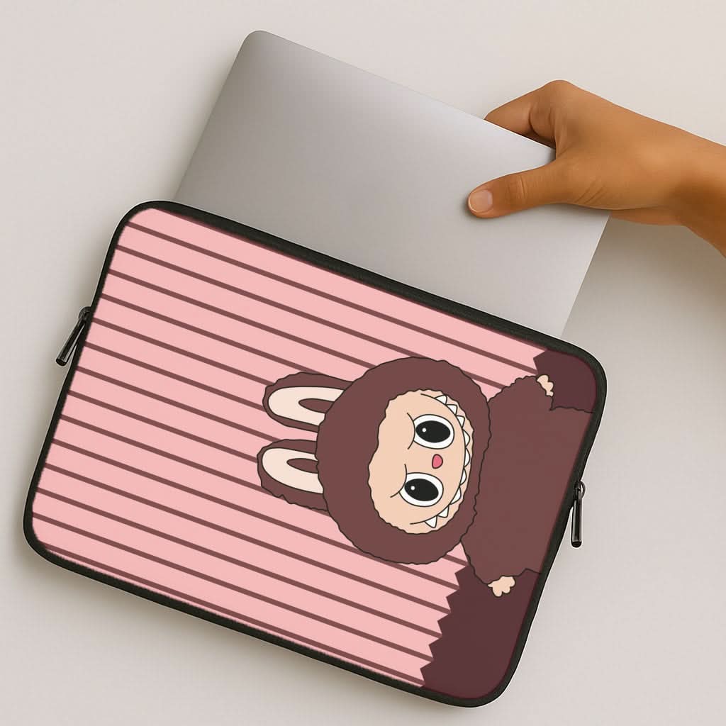 Stripey Cute Brown Monster MacBook Cover