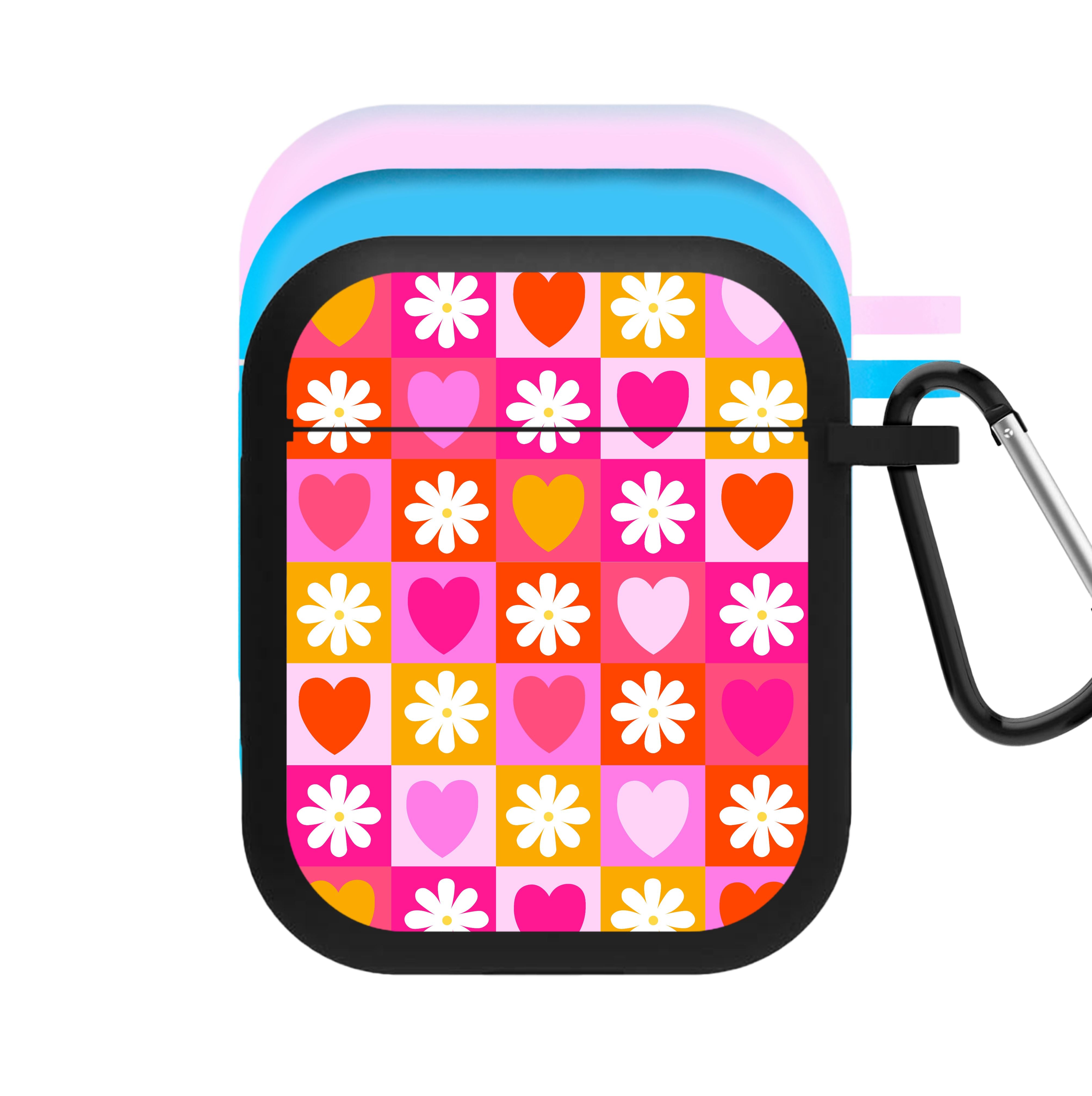 Checked Hearts And Flowers - Spring Patterns AirPods Case