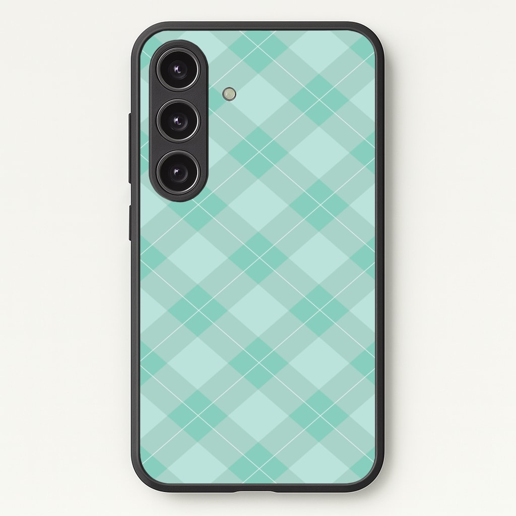 Light Cyan Tartan Christmas Pattern Galaxy S25 Case