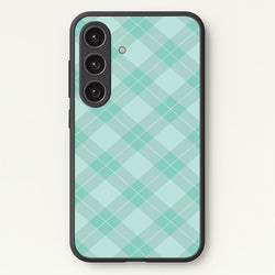 Light Cyan Tartan Christmas Pattern Galaxy S24 Case