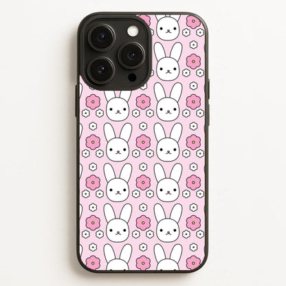 Bunnies And Flowers Pattern Phone Case for iPhone, Samsung Galaxy and Google Pixel