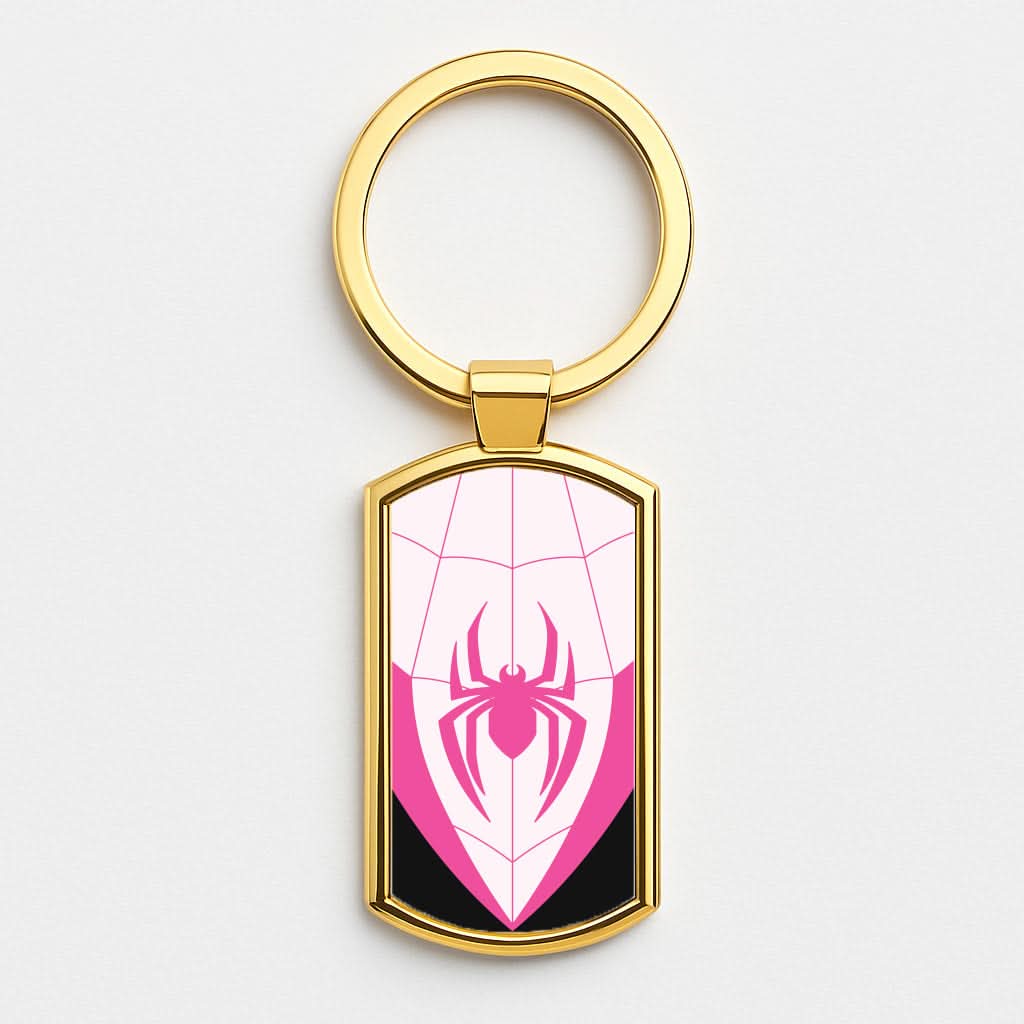 Pink And Black Spider Costume Gold Keyring