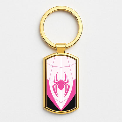 Pink And Black Spider Costume Gold Keyring