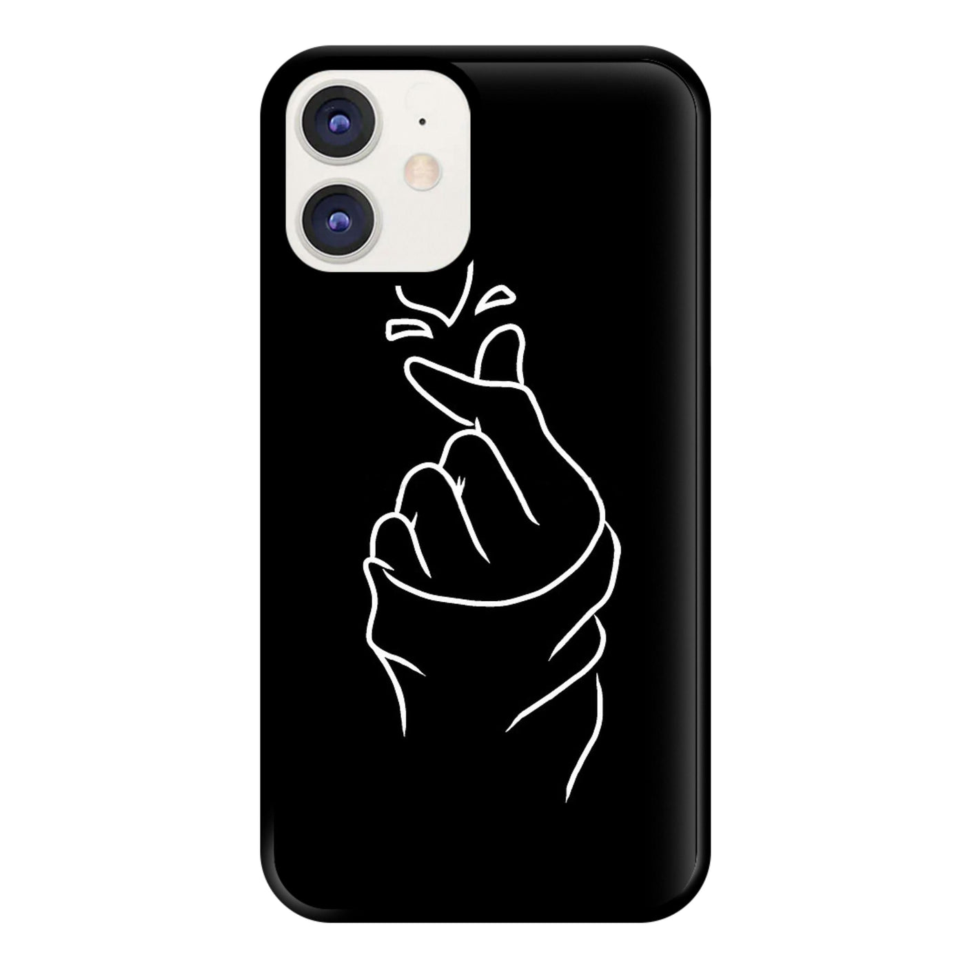 Cute Heart Finger Snap Black Phone Case