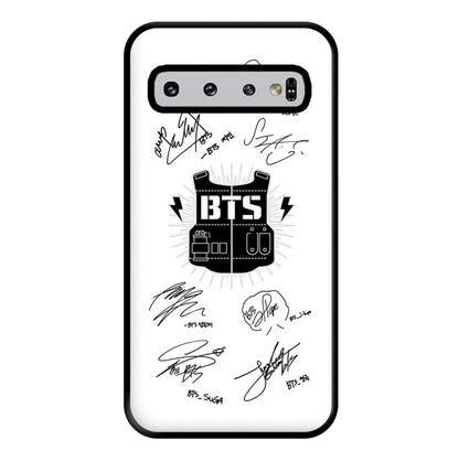 White K-Pop Band Army Logo and Signatures Phone Case