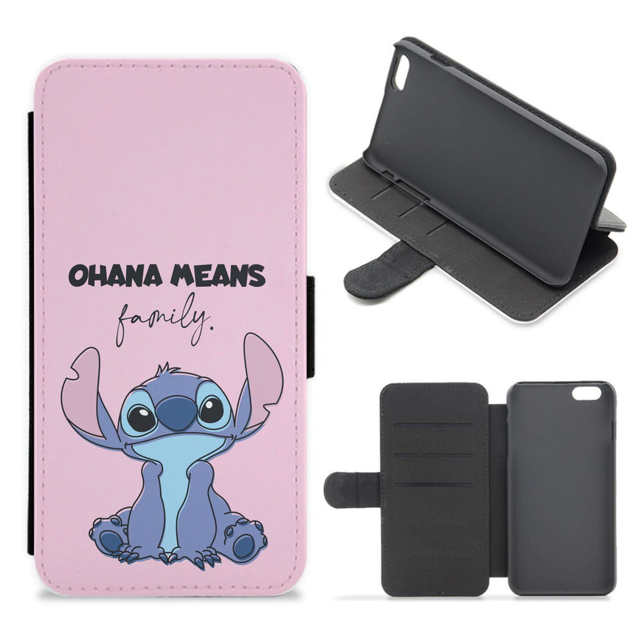 Ohana Means Family Pink Flip / Wallet Phone Case