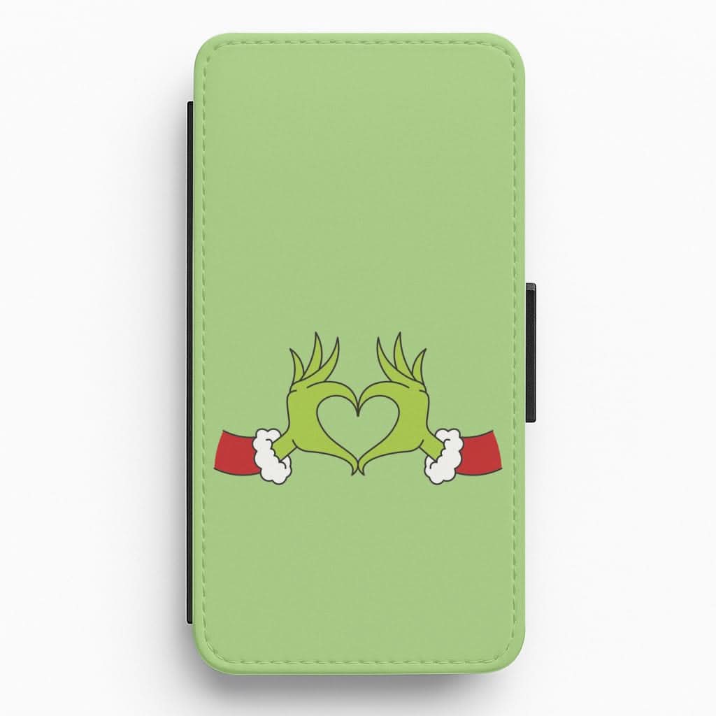 Christmas Green Heart Flip / Wallet Phone Case