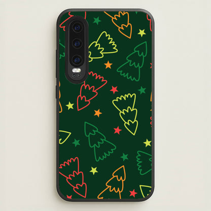 Colourful Christmas Tree Outlines Pattern Huawei P30 Case