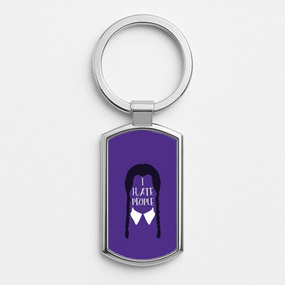 I Hate People Silver Metal Keyring