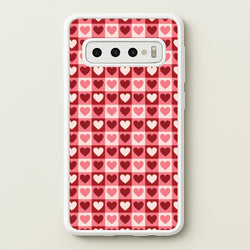Pink Tartan Love Hearts Pattern Galaxy S10 Case