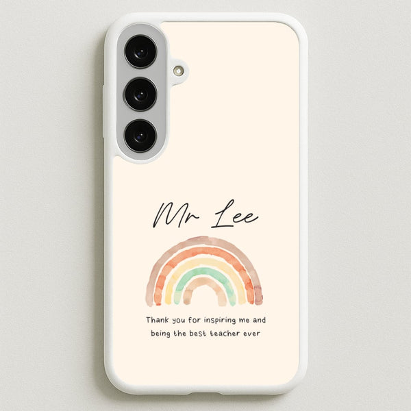 Biege Personalised Teacher Rainbow  Galaxy S25FE Case