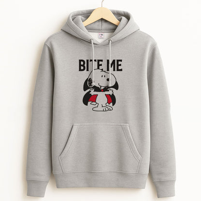 Bite Me Cartoon Beagle Unisex Grey Hoodie