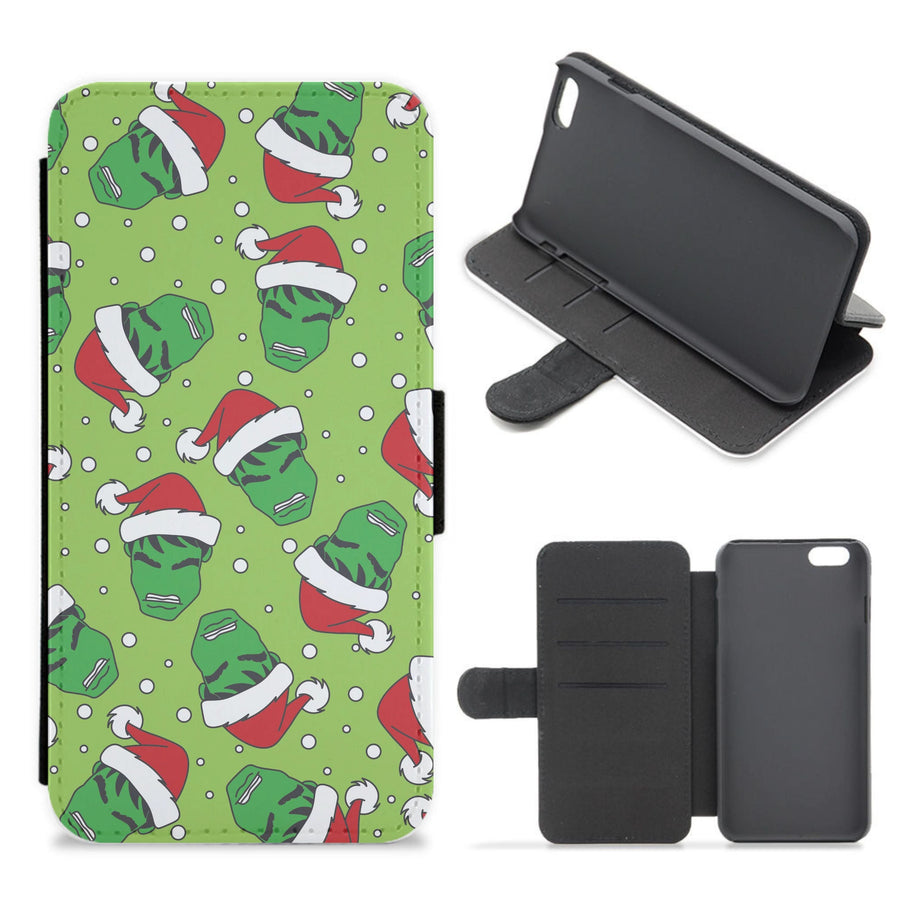 Green Christmas Pattern Flip / Wallet Phone Case