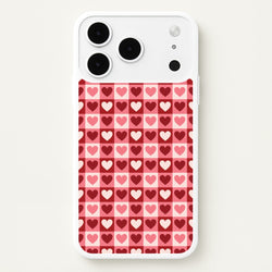 Pink Tartan Love Hearts Pattern iPhone 17 Pro Case