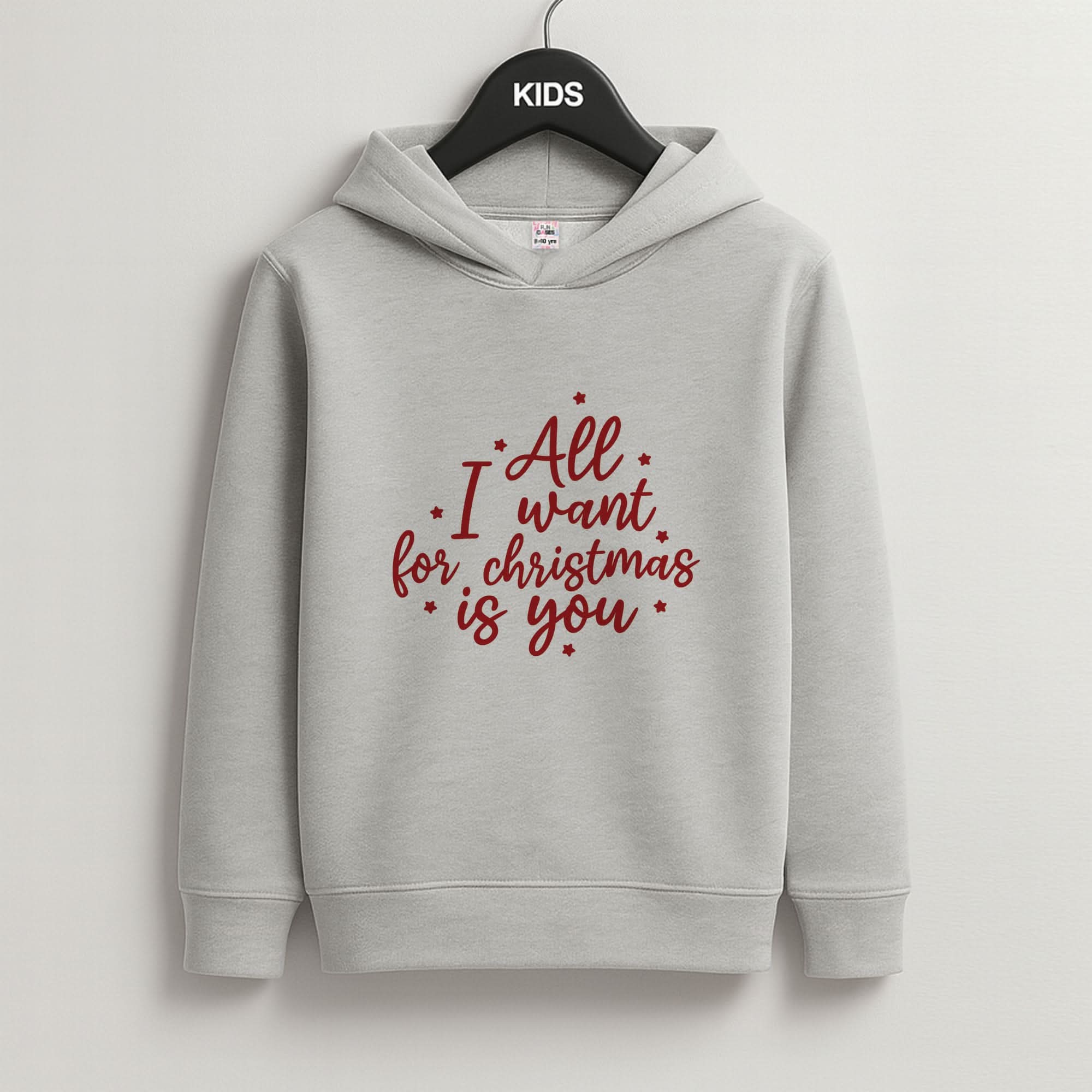 All I Want For Christmas Is You Stars Grey Kids Hoodie