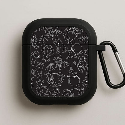 Halloween Plushies Pattern II - Halloween Black AirPods Case