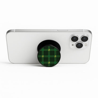Superhero Team Green Tartan Pattern Phone Stand