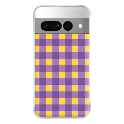Purple And Yellow Checkered Pattern Google Pixel 7 Pro Case
