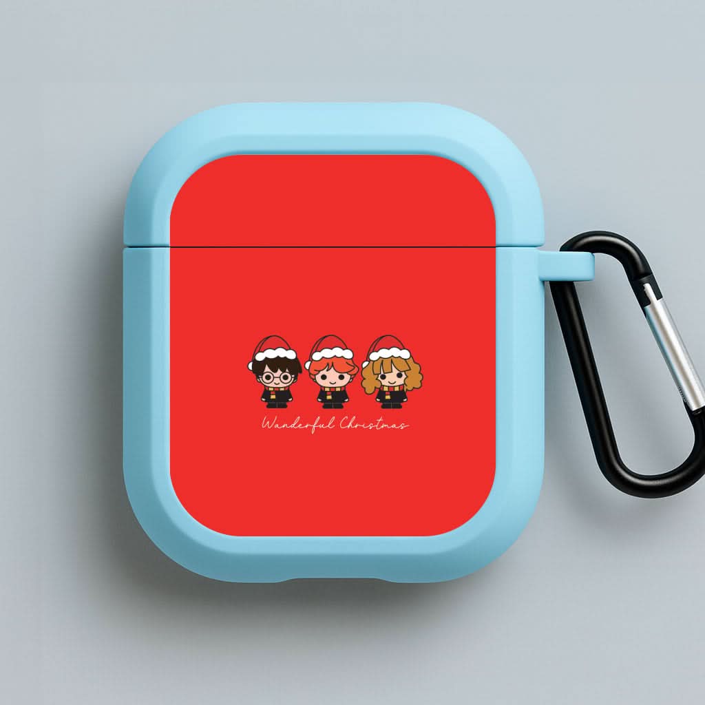 Wizards With Christmas Hats Blue AirPods Case