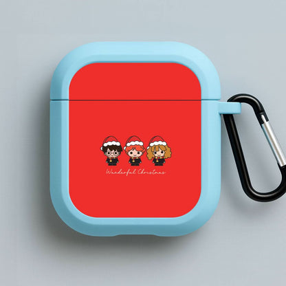 Wizards With Christmas Hats Blue AirPods Case