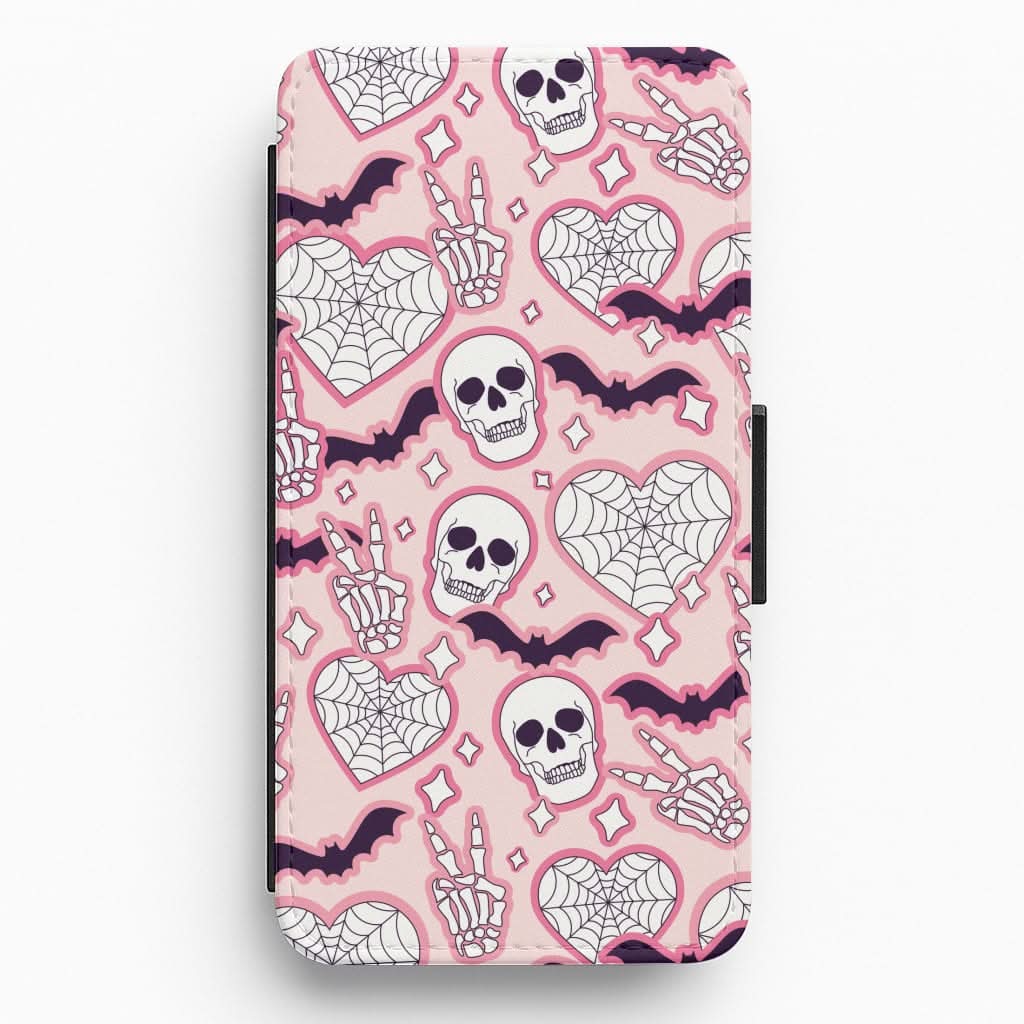 Cute Halloween Stickers Pattern Flip / Wallet Phone Case