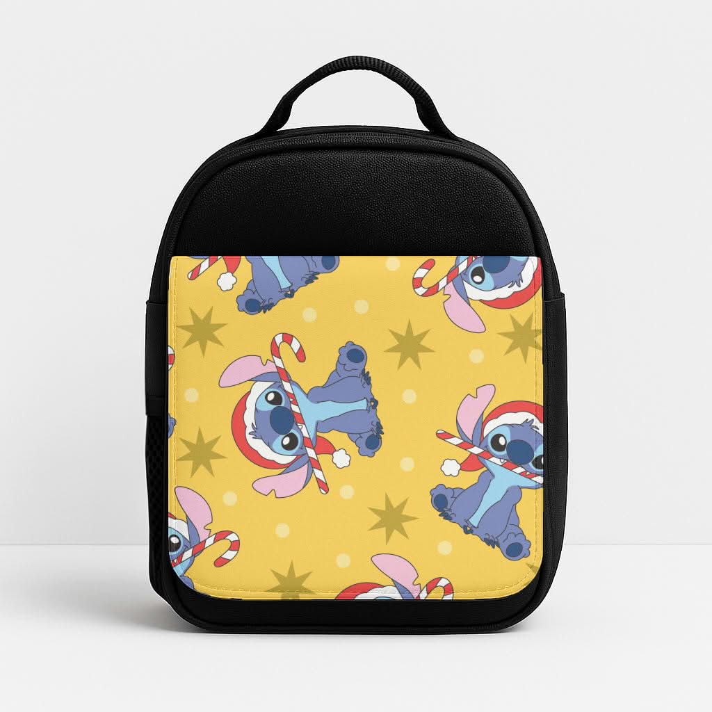 Cute Blue Alien Candycane Christmas Pattern Insulated Lunch Bag