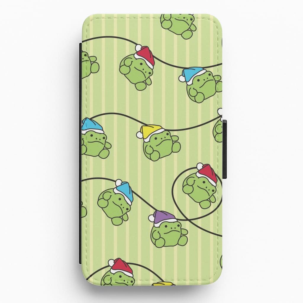 Christmas Frog Plush Fairylights Pattern Flip / Wallet Phone Case