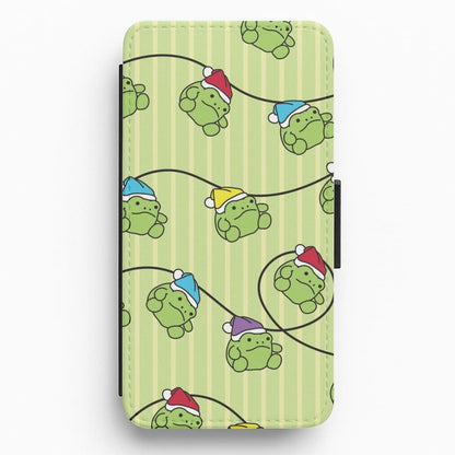 Christmas Frog Plush Fairylights Pattern Flip / Wallet Phone Case