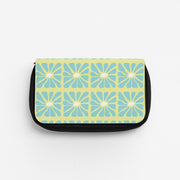 Square Abstract Flowers Blue Pencil Case 1